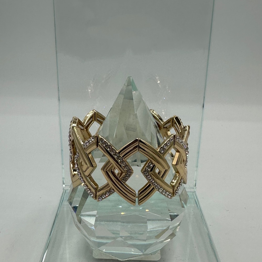 INC International Concepts Stretch Bracelet Womens OS Gold New Crystal Geometric